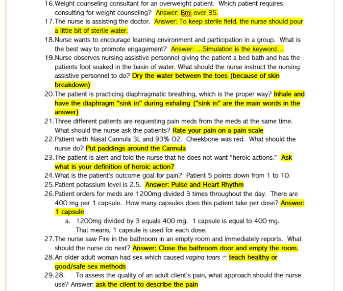 Hesi practice test fundamentals nursing