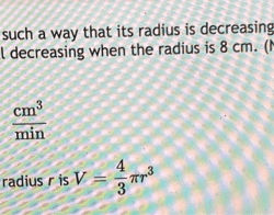 Radius snowball spherical melting decreasing solved its cm hour volume per