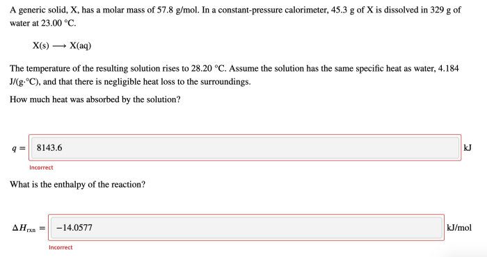 A generic solid x has a molar mass of