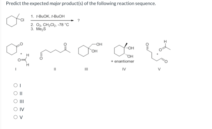 What is the expected major product for the following reaction