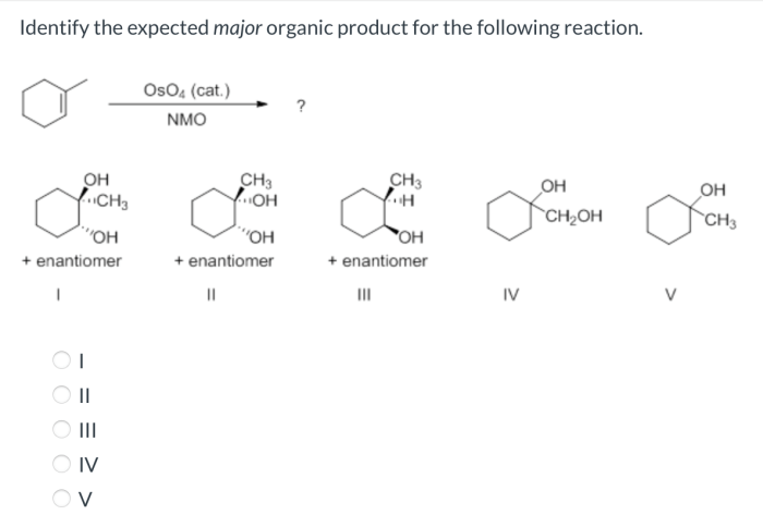 What is the expected major product for the following reaction