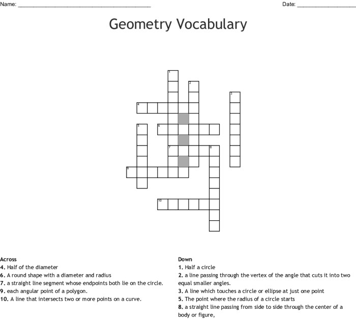 Geometry vocabulary crossword puzzle answer key